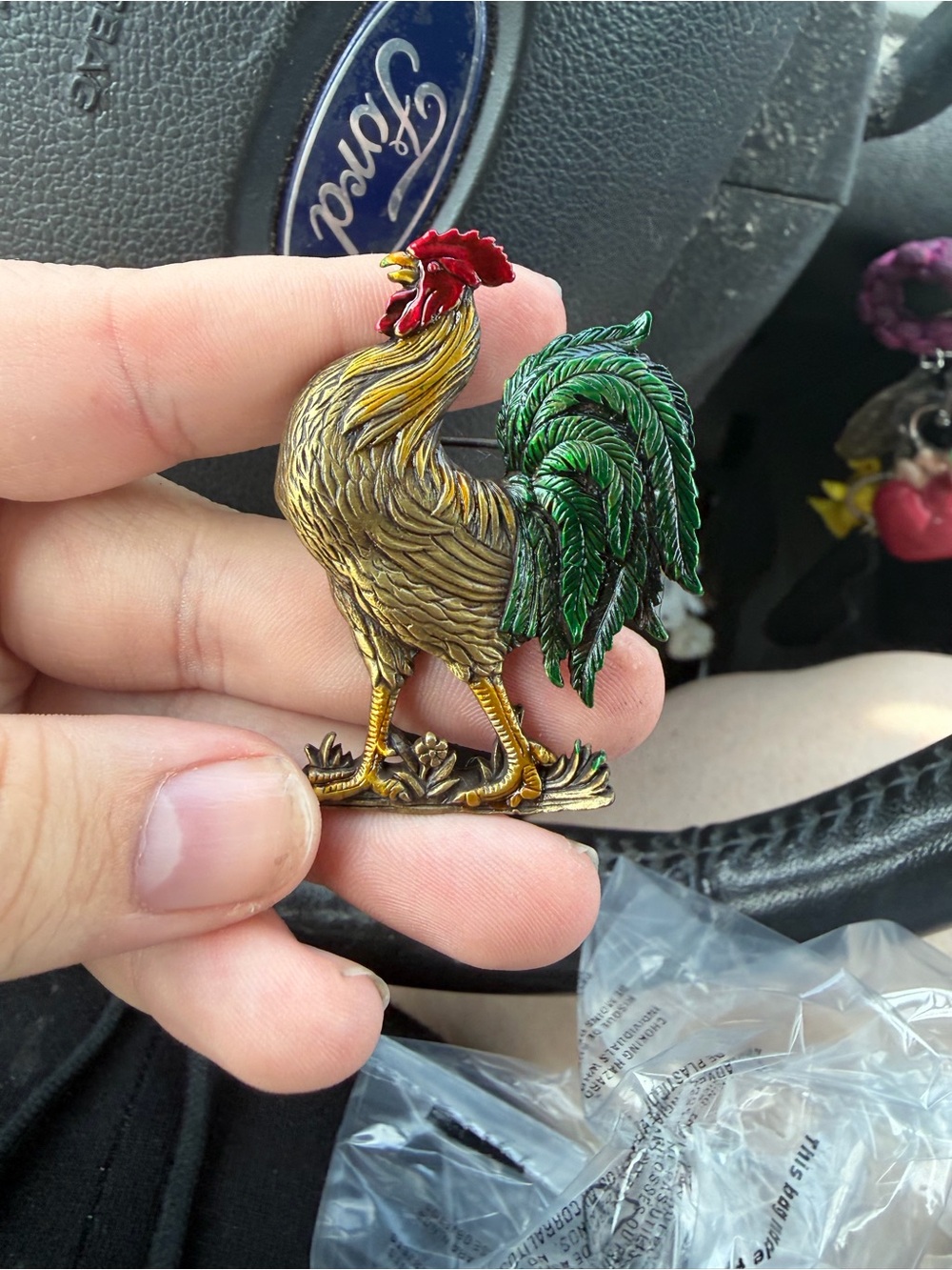 Vintage pewter brooch.  rooster design by Jonette Jewelry (JJ)